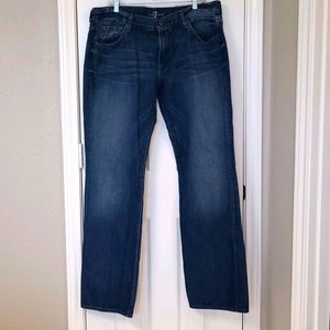 Men's boot cut 7 dark wash jeans